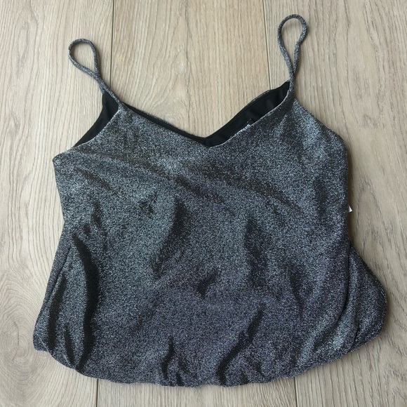 Express Gray Sequin Crop Camisole - Picture 2 of 3